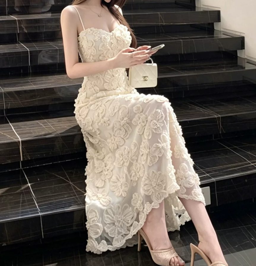 Robe de bal de princesse bustier à volants en satin long, robe de soirée C8117