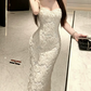Robe de bal de princesse bustier à volants en satin long, robe de soirée C8117