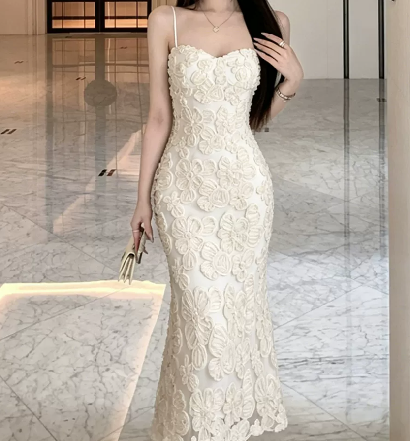 Robe de bal de princesse bustier à volants en satin long, robe de soirée C8117