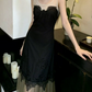 Robe de bal de princesse bustier à volants en satin long, robe de soirée C8117