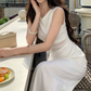 Sleek Jewel Neck Prom Dress White A-Line Evening Dress C9572