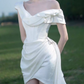 Mini robe de soirée en satin, sans bretelles, sans manches, ligne a, simple, C899