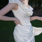Mini robe de soirée en satin, sans bretelles, sans manches, ligne a, simple, C899