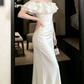 Superbe robe de mariée sirène bustier en satin et tulle, longue et en dentelle, C4563