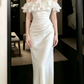 Superbe robe de mariée sirène bustier en satin et tulle, longue et en dentelle, C4563