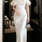 Superbe robe de mariée sirène bustier en satin et tulle, longue et en dentelle, C4563
