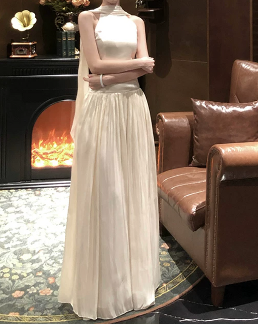 Robe de bal de princesse bustier à volants en satin long, robe de soirée C8117