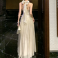 Romantic Halter Neck Prom Dress Ivory A-Line Evening Dress C9581