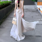 Sweet Spaghetti Straps Prom Dress Lace Backless A-Line Evening Dress C9584