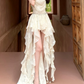 Mini robe de soirée en satin, sans bretelles, sans manches, ligne a, simple, C899