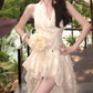 Mini robe de soirée en satin, sans bretelles, sans manches, ligne a, simple, C899