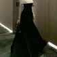 Vintage Off-Shoulder Prom Dress Black A-Line Evening Dress C9586
