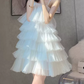 Flowy Spaghetti Straps Homecoming Dress Tulle Tiered A-Line Party Dress C9588