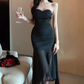 Robe de bal de princesse bustier à volants en satin long, robe de soirée C8117