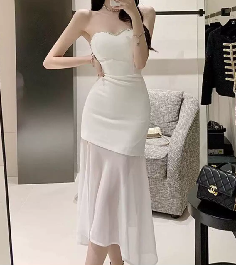 Robe de bal de princesse bustier à volants en satin long, robe de soirée C8117