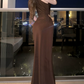 Robe de bal de princesse bustier à volants en satin long, robe de soirée C8117