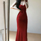 Chic Spaghetti Strap Prom Dress Red Ruffles Mermaid Evening Dress C9591