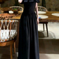 Retro Off-Shoulder Ruffles Prom Dress Black A-Line Evening Dress C9593
