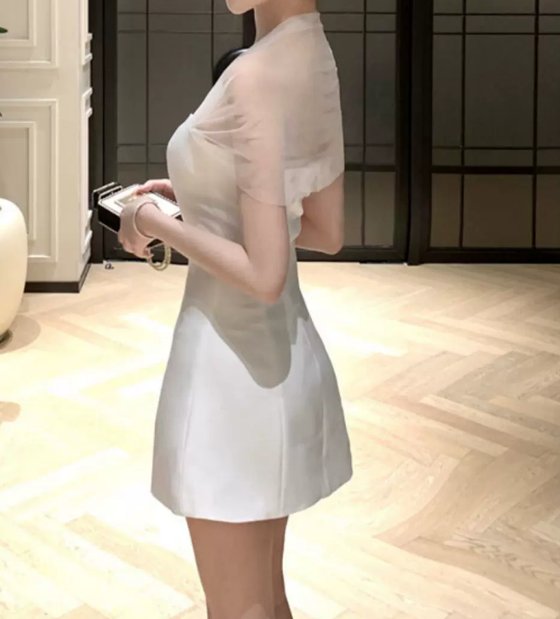 Mini robe de soirée en satin, sans bretelles, sans manches, ligne a, simple, C899