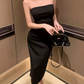 Classical Halter Neck Prom Dress Black Bow Sheath Evening Dress C9597