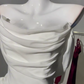 Romantic Off-Shoulder Homecoming Dress White Draped Sheath Party Dress C9600