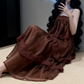 Elegant Spaghetti Straps Prom Dress Brown Lace A-Line Evening Dress C9602