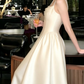 Romantic Spaghetti Straps Prom Dress Beading Satin A-Line Evening Dress C9605