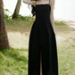 Elegant Spaghetti Straps Prom Dress Black Slit A-Line Evening Dress C9606