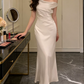 Superbe robe de mariée sirène bustier en satin et tulle, longue et en dentelle, C4563