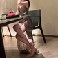 Glittering Spaghetti Strap Slit Prom Dress Brown Sequins Mermaid Evening Dress C9609