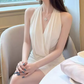 Mini robe de soirée en satin, sans bretelles, sans manches, ligne a, simple, C899