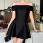 Mini robe de soirée en satin, sans bretelles, sans manches, ligne a, simple, C899
