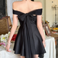 Mini robe de soirée en satin, sans bretelles, sans manches, ligne a, simple, C899