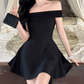 Mini robe de soirée en satin, sans bretelles, sans manches, ligne a, simple, C899