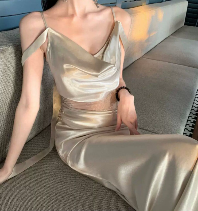 Romantic Off-Shoulder Prom Dress Silver Lace Sheath Evening Dress C9616