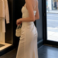 Classical Halter Neck Wedding Dresses White Satin Mermaid Bridal Dress C9617