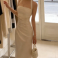 Classical Halter Neck Wedding Dresses White Satin Mermaid Bridal Dress C9617