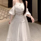 Robe de bal de princesse bustier à volants en satin long, robe de soirée C8117