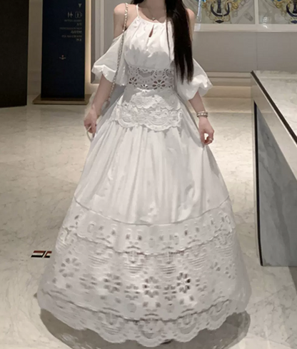 Robe de bal de princesse bustier à volants en satin long, robe de soirée C8117