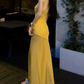 Vibrant Spaghetti Strap Prom Dress Yellow Mermaid Evening Dress C9620