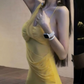 Vibrant Spaghetti Strap Prom Dress Yellow Mermaid Evening Dress C9620