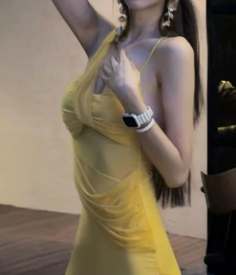 Vibrant Spaghetti Strap Prom Dress Yellow Mermaid Evening Dress C9620