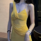 Vibrant Spaghetti Strap Prom Dress Yellow Mermaid Evening Dress C9620