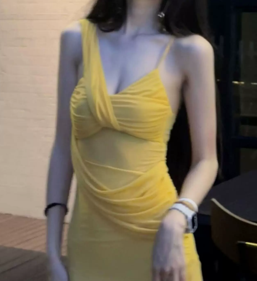 Vibrant Spaghetti Strap Prom Dress Yellow Mermaid Evening Dress C9620