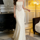Graceful Spaghetti Straps Prom Dress White Lace A-Line Evening Dress C9622