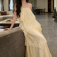 Robe de bal de princesse bustier à volants en satin long, robe de soirée C8117