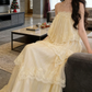 Robe de bal de princesse bustier à volants en satin long, robe de soirée C8117