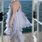 Glamorous Spaghetti Straps Prom Dress Blue Ruffles A-Line Evening Dress C9628
