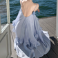 Glamorous Spaghetti Straps Prom Dress Blue Ruffles A-Line Evening Dress C9628