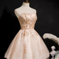 Sexy A line Strapless Tulle Short Homecoming Dresses C962